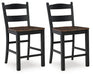 Valebeck - Barstool (Set of 2) - Black / Brown Signature Design by Ashley®