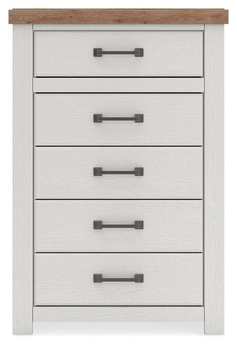 Savonport - Five Drawer Chest - White / Brown Benchcraft®