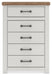 Savonport - Five Drawer Chest - White / Brown Benchcraft®