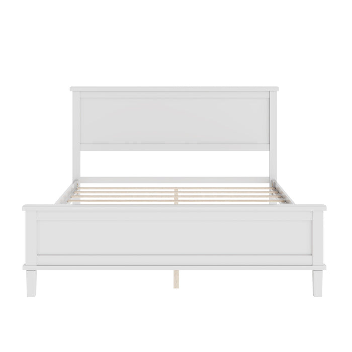 Queen Size Platform Bed With Tapered Pine Legs, No Box Spring Needed - White Hearth and Haven