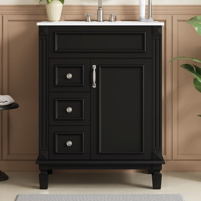 Bathroom Vanity With Sink, Compact Cabinet & 2 Drawers And Adjustable Shelf