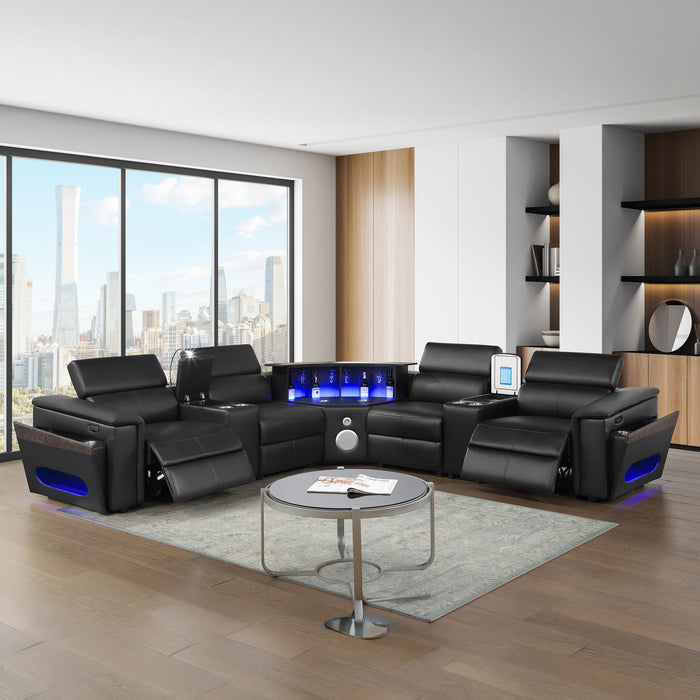 Nova - Sectional With Bluetooth Speaker, LED And Lifting Wine Cabinet Matrix Furniture Group
