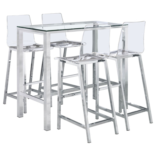 Garbo - 5 Piece Bar Set With Stools - Chrome Furniture Max