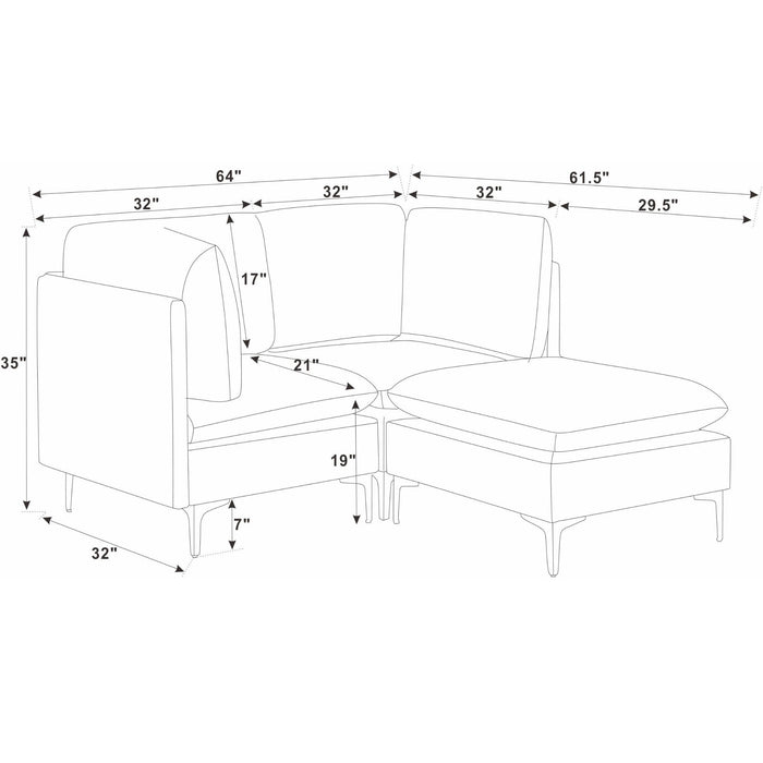 Upholstered Modular Sectional & Tall Legs Home Essentials
