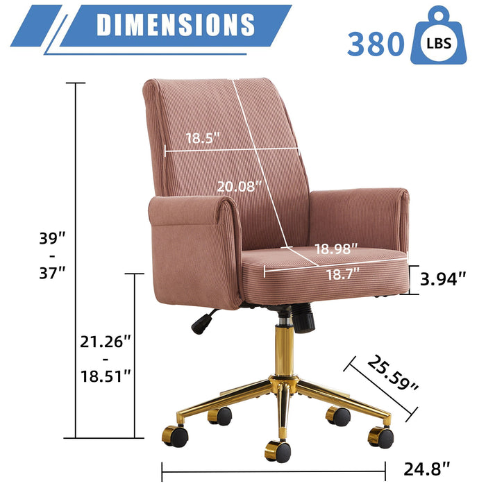 Ergonomic Mid-Back Office Chair With Gold Base Home Essentials