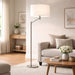 Horizon - Table Lamp With On / Off Switch Curved Base Linen Shade - Brushed Nickel / Silver / White Ashcroft Furniture