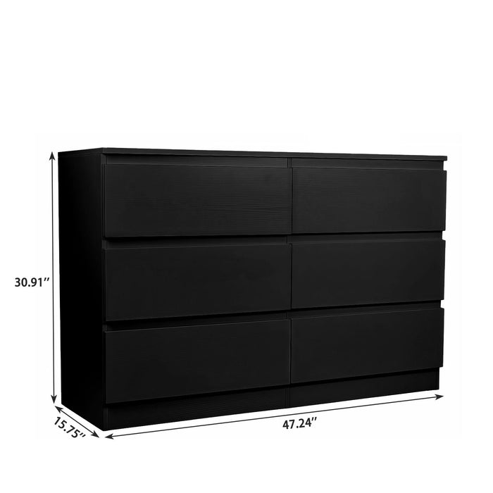 6 Drawer Dresser With Spacious Countertop And Concealed Handles Home Essentials
