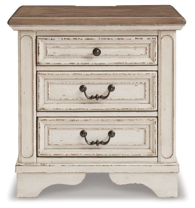 Realyn - Three Drawer Night Stand - White / Brown / Beige Signature Design by Ashley®