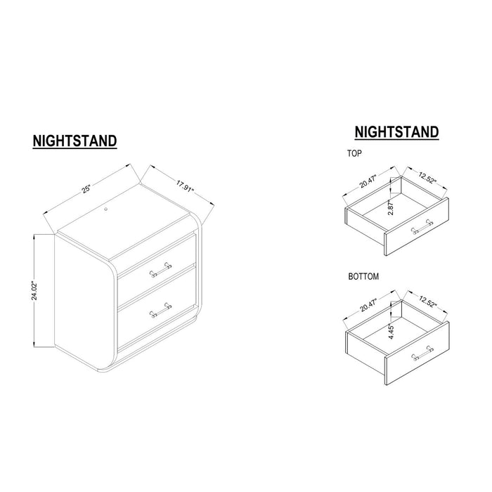 Gigi - Nightstand With LED Lighting For Bedroom Storage - Gold Global Furniture USA