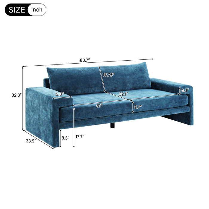 Upholstered 3 Seater Sofa With Wide Armrests Noble House