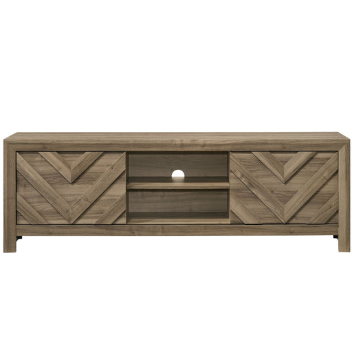 Chevron Patterned Living Room TV Stand - Light Brown Home Essentials