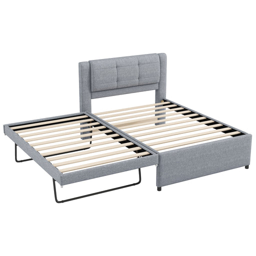 Upholstered Platform Bed With Multifunctional Trundle Dreamland