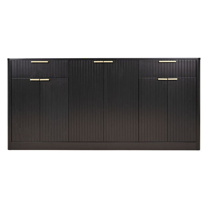 Large Fluted Buffet Sideboard, Wine Bar Storage Cabinet With 6 Doors & 2 Drawers Home Essentials