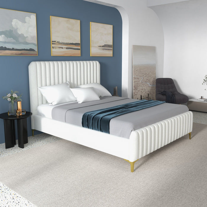 Valery - Queen Size Platform Bed - Cream Ashcroft Furniture