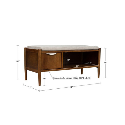 Accent Bench With Storage, Upholstered Cushion - Walnut Brown JLA