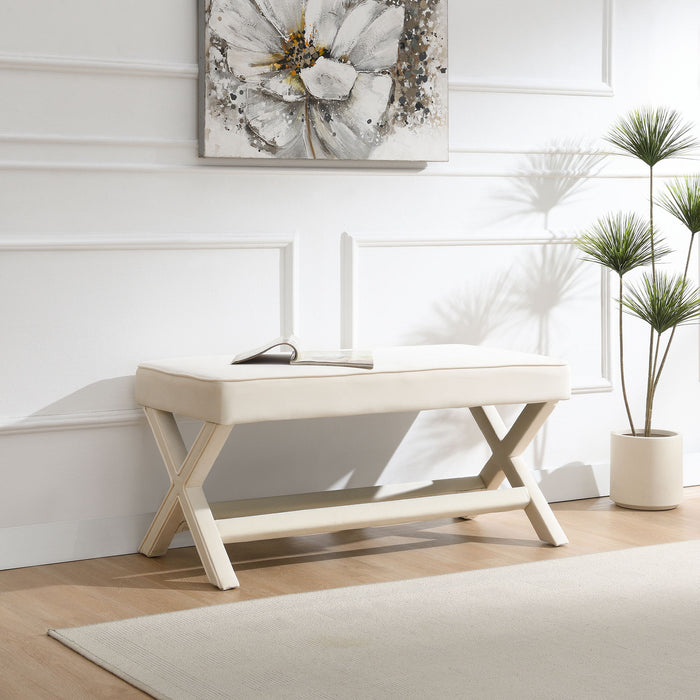 Comfort Double Bench Upholstered With X Crossed Legs Home Essentials