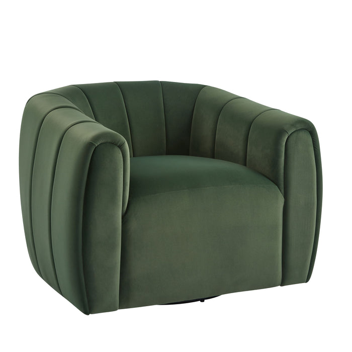 Serenizia - Upholstered Velvet Swivel Chair With Channel Tufted