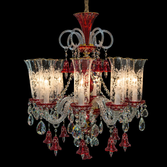 Michael Amini Lighting - Winter Palace 8-Light Traditional Crystal Chandelier - Ruby Red / Pearl Silver Michael Amini