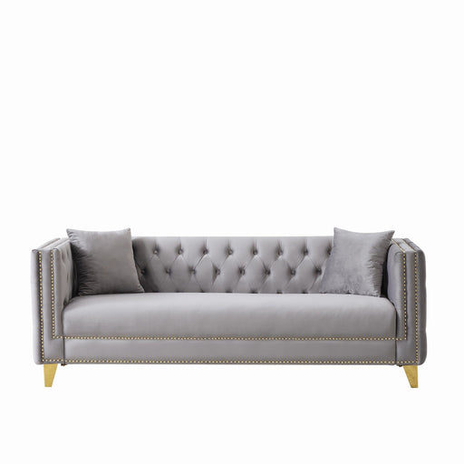 3 Seater Deep Seat Sofa, Sofa With Button Nailhead, Square Arm Home Essentials