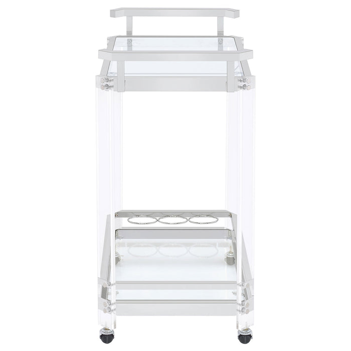 Kempton - 2 Tier Bar Cart - Chrome Furniture Max