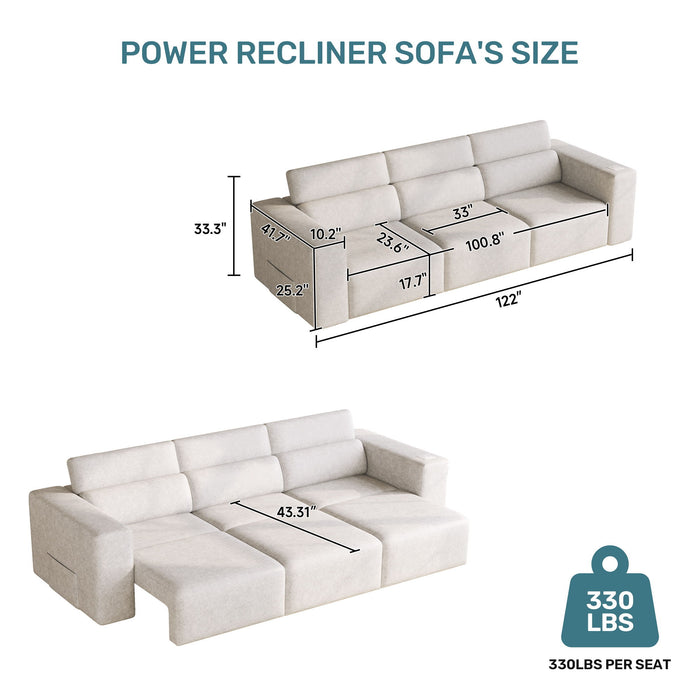3 Seater Power Recliner Sofa With Wireless Charging And Remote Control Home Essentials