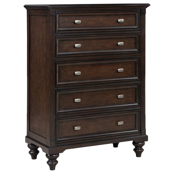 Berwick - 5 Drawer Chest With Felt Lined Top Drawers - Dark Oak