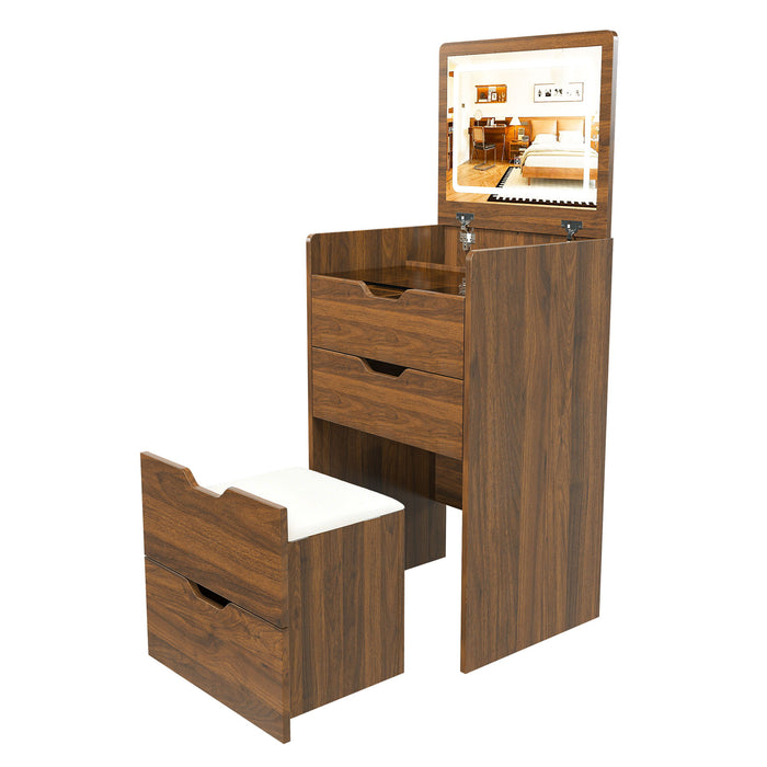 Vanity Desk With Lighted Mirror & Stool Home Essentials