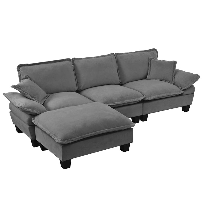 Modular Sectional Sofa With Movable Ottoman & Pillows Home Essentials