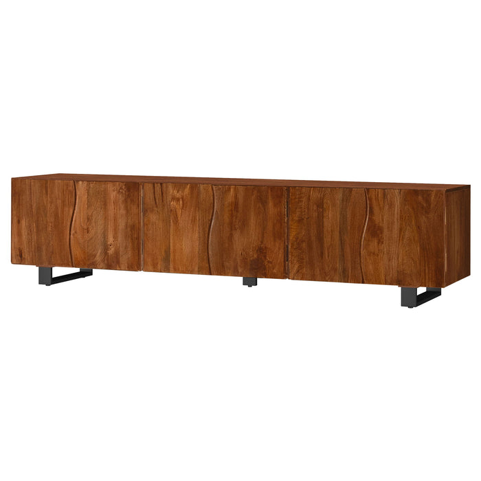 Harper - TV Stand Media Console With Curved Doors - Brown Furniture Max