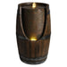 Rustic Barrel Water Fountain With LED Light Daily Nest