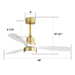 48" Smart Ceiling Fan With Lights, Reversible DC Motor, Remote Control, 3 Blades - Gold / White Daily Nest
