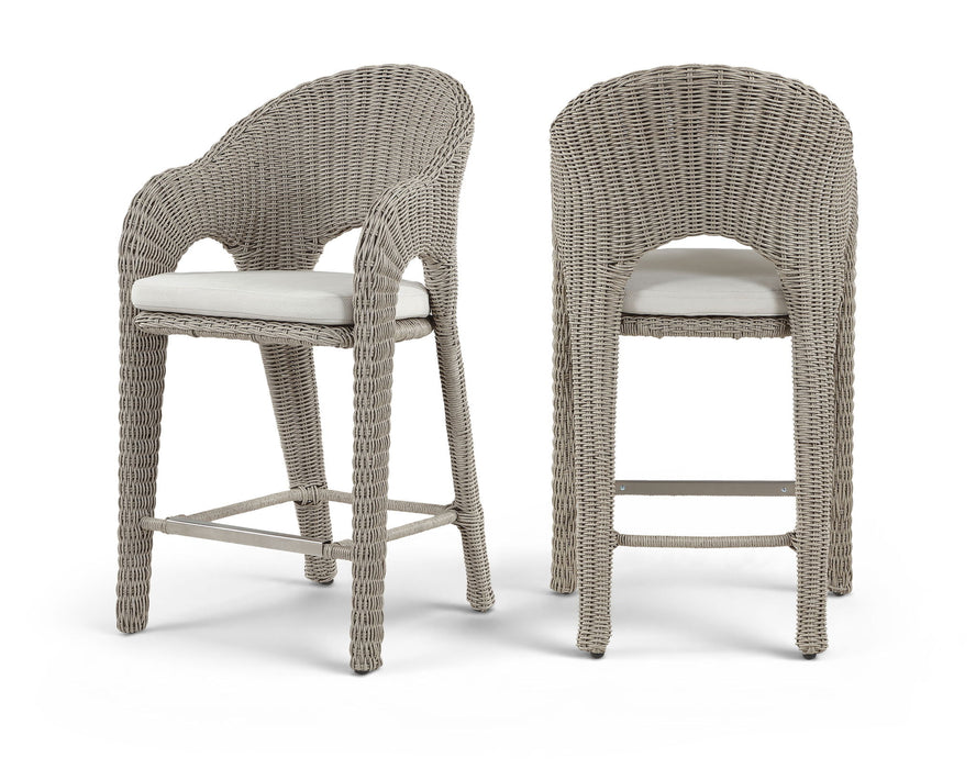 Seacrest - Olefin Water Resistant Fabric And Wicker Outdoor Patio Bar Stool Meridian Furniture