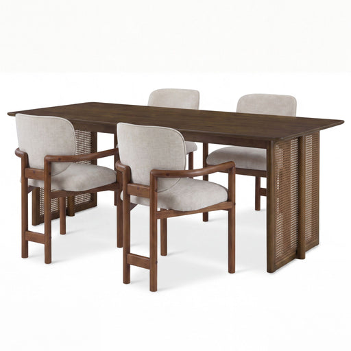 5 Piece Indoor Dining Set, Table & 4 Chairs Noble House