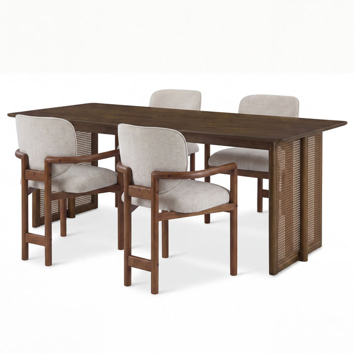 5 Piece Indoor Dining Set, Table & 4 Chairs Noble House
