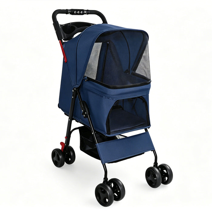 Foldable Pet Stroller For Small Dogs And Cats With Multi Functional Tray Daily Nest