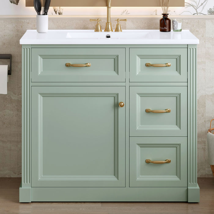 Modern Bathroom Vanity With Sink, 4 Drawers, Soft-Close Door, Adjustable Shelf Hearth and Haven