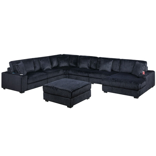 Contemporary Style Modular Sectional Sofa Set With USB, Cup Holder Home Essentials
