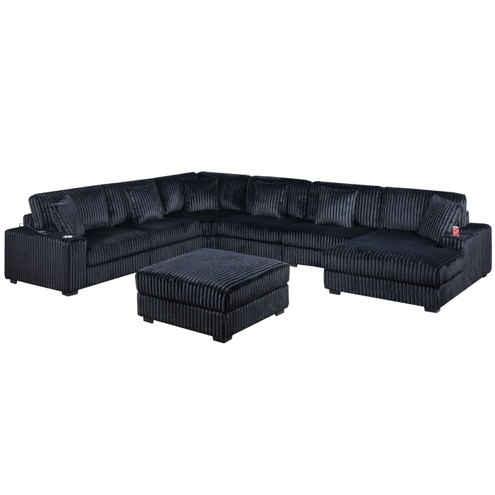 Contemporary Style Modular Sectional Sofa Set With USB, Cup Holder Home Essentials