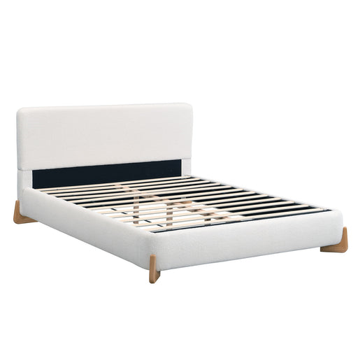 Queen Size Upholstered Bed With Slat Support - White Noble House