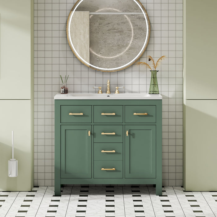 Freestanding Bathroom Vanity With 4 Drawers & 2 Cabinets - Green Hearth and Haven