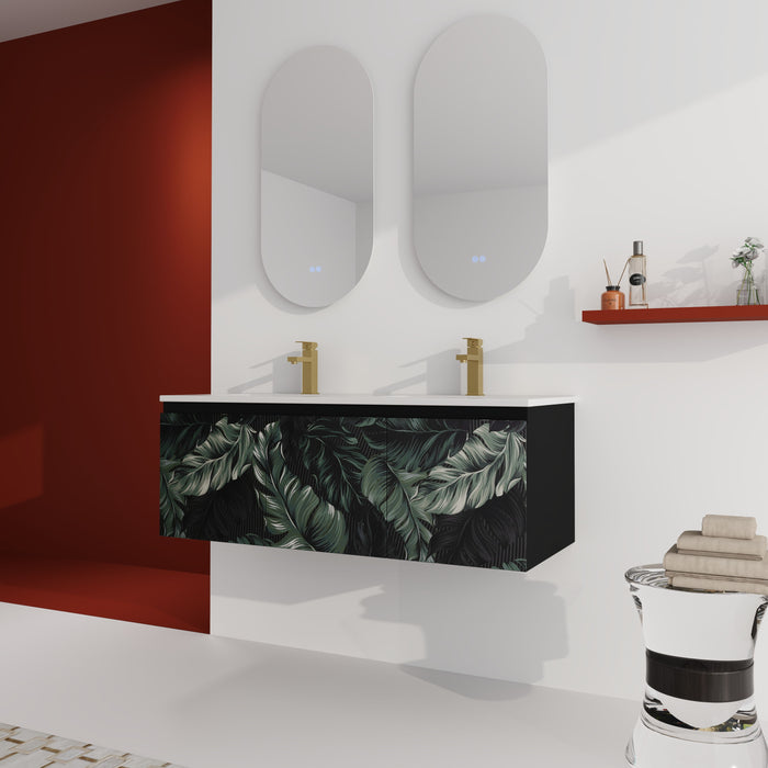 48'' Floating Wall Mounted Bathroom Vanity & Soft - Close Cabinet Door, KD - Package - Black