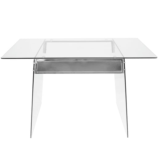 Glacier - Contemporary Desk - Clear / Chrome Lumi Source