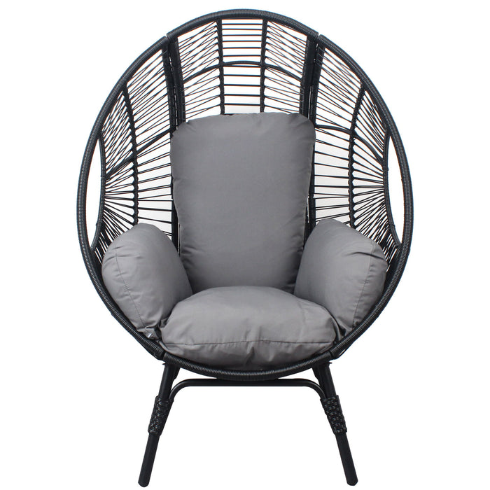 Patio PE Wicker Egg Chair Model 2 With Black Color Rattan Gray Cushion