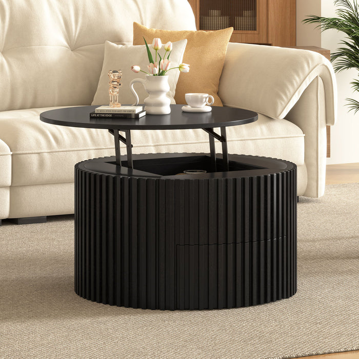 Round Lift Top Coffee Table With Hidden Storage For Living Room Hearth and Haven