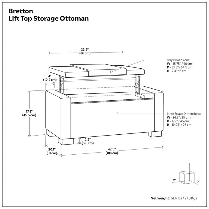 Bretton - Lift Top Storage Ottoman - Deep Umber Brown Simpli-Home