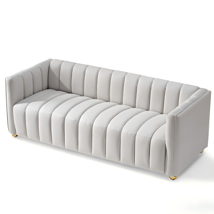 Vertical Channel Tuft Sofa For Apartment Lounge - Ivory US Pride