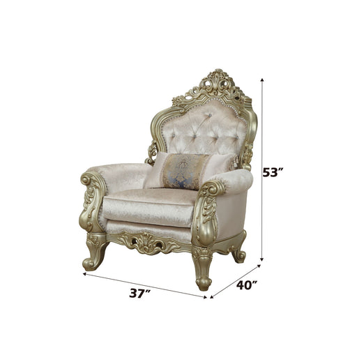 Gorsedd - Chair With Pillow - Fabric & Golden Ivory ACME