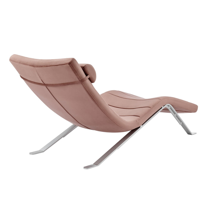 Velvet Lounge Chair - Rose And Silver