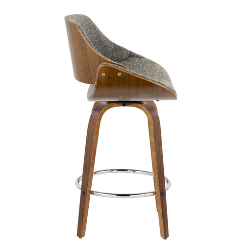 Fabrizzi - Mid Century Modern Fixed Height Counter Stool With Swivel With Round Footrest (Set of 2) Lumi Source