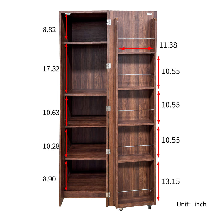 Freestanding Buffet Cupboards Sideboard With Doors & Shelves, Kitchen Pantry Storage Cabinet - Walnut Home Essentials